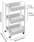 3-Tier Plastic Rolling Utility Cart with Handle, Multi-Functional Storage Trolley for Office, Living Room, Kitchen, Movable Storage Organizer with Wheels, White